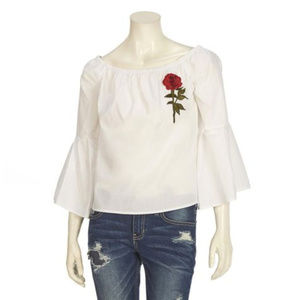 🆕️  No Comment Embroidered Belle Sleeve Top